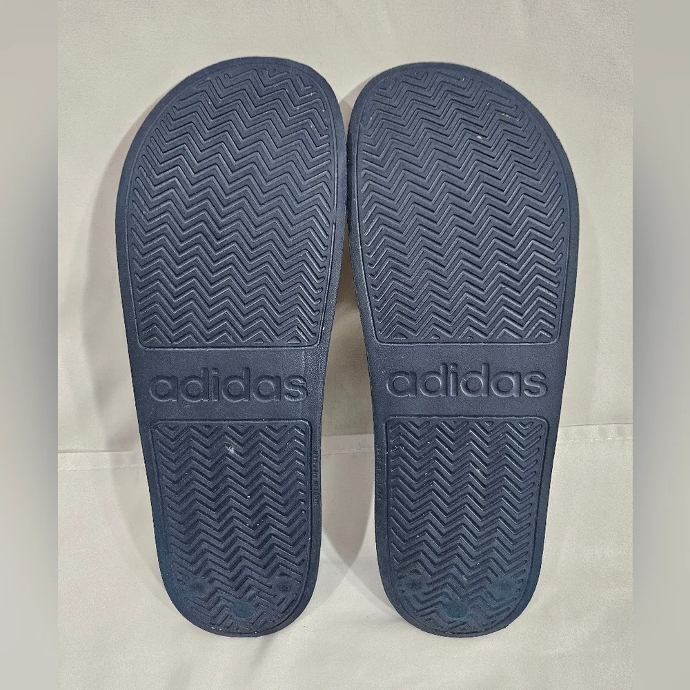 Adidas Adilette Navy and white shower slides men's size 13 - Picture 9 of 11
